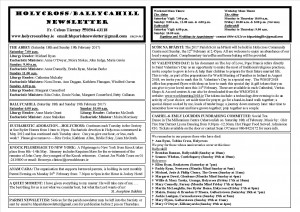 12th February 2017 parish newsletter